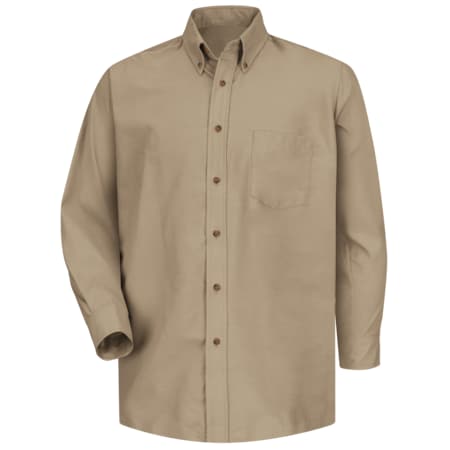 Red Kap Men's Mns Ls Button Down Poplin Shirt-Kh, L, Cotton/Polyester, Button Fronts, 1 Pocket(s), Tan, L SP90KH L  345