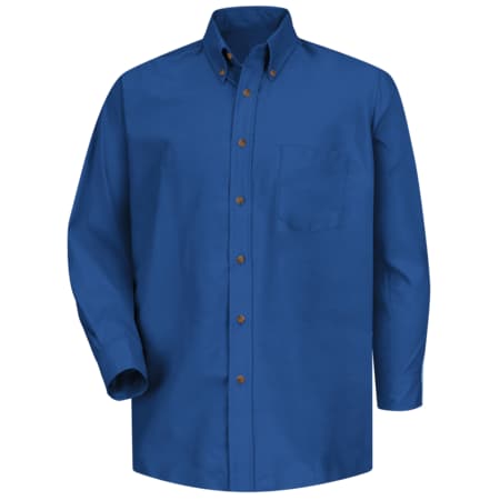 Red Kap Men's Mns Ls Button Down Poplin Shirt-Rb, 3XL, Cotton/Polyester, Button Fronts, 1 Pocket(s), Blue SP90RB 3XL367