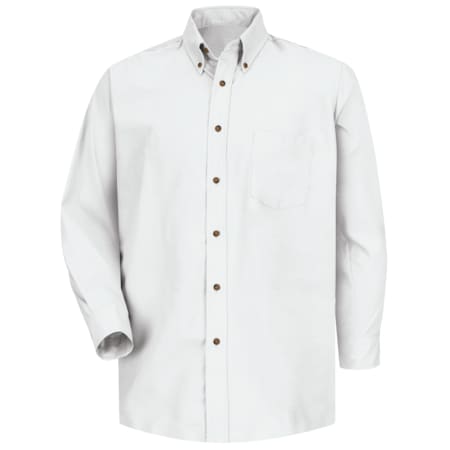 Red Kap Men's Mns Ls Button Down Poplin Shirt-Wh, L, Cotton/Polyester, Button Fronts, 1 Pocket(s), White, L SP90WH L  345