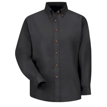 Red Kap Women's Long Sleeve Work Shirt, Cotton/Polyester, Button Fronts, 0 Pocket(s), Black, L SP91BK RG 16