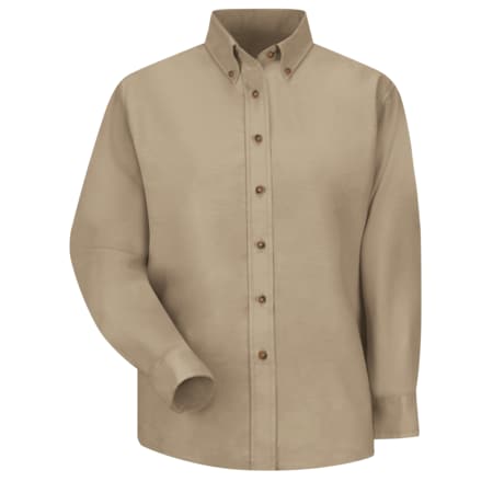 Red Kap Women's Long Sleeve Work Shirt, Cotton/Polyester, Button Fronts, 0 Pocket(s), Tan, XL SP91KH RG 20