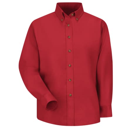 Red Kap Women's Long Sleeve Work Shirt, Cotton/Polyester, Button Fronts, 0 Pocket(s), Red, 2XL SP91RD RG 22