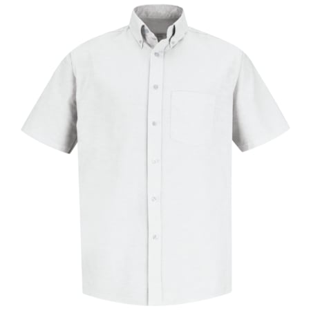 Red Kap Men's Mens White Drs Shirt 60/40 Oxford, Cotton/Polyester, Button Fronts, 1 Pocket(s), White, 4XL SR60WH SSL205