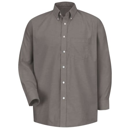 RED KAP Mens Grey Ls Dress Shirt 60/40 SR70GY 18534