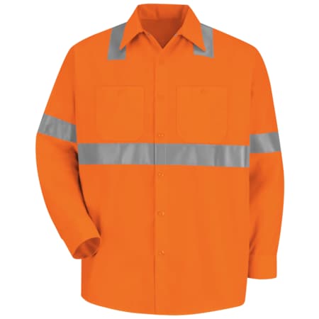 Red Kap Ls Hi-Viz Workshirt - Ansi Class 2, XL SS14O2 RG XL