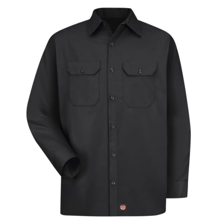 Red Kap Men's Mens Ls Twill 65/35 Work Shirt-Bk, 4XL, Cotton/Polyester, Button Fronts, 2 Pocket(s), Black ST52BK RG 4XL