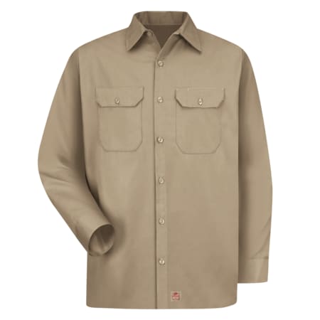 Red Kap Men's Big Ben Twill Ls Workshirt, L, Cotton/Polyester, Button Fronts, 2 Pocket(s), Tan, L ST52KH RG L