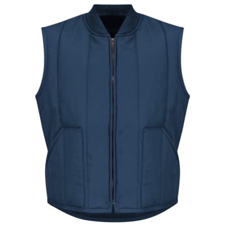 Red Kap Mens Navy Quilted Vest Patch Pocket, Cotton/Polyester, Zipper, Navy, 2XL VT22NV RG XXL