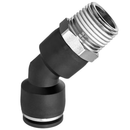Usa Industrials Nylon Push to Connect Fitting - 45 Dg Ma, 1/8" Tube Size, Black ZUSA-TF-PTC-399