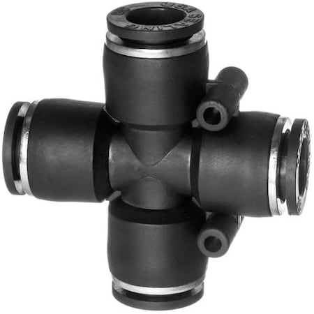 Usa Industrials Nylon Push to Connect Fitting - Cross -, 1/4" Tube Size, Black ZUSA-TF-PTC-1001
