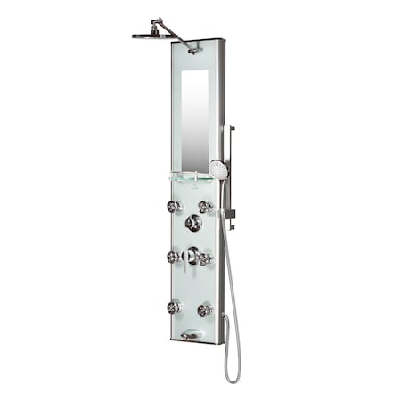 Pulse Showerspas Silver Glass Shower Panel-Kihei Ii Showerspa 1013-GL