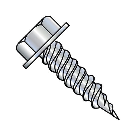 Zoro Select Self-Drilling Screw, 1/4"-10 x 3/4 in, Zinc Plated Steel Flange Hex Head External Hex Drive 1412PW