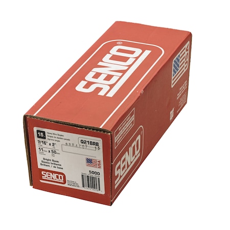 Senco Staples, 15 ga, 2 in Leg L, Steel Q21BRB