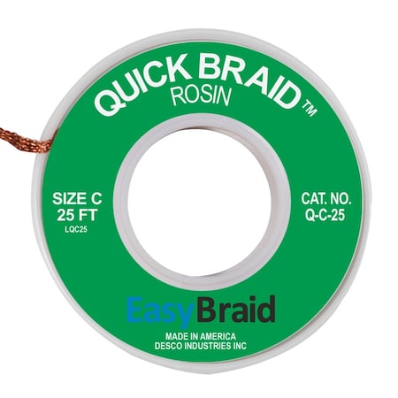 Easybraid DESOLDERING BRAID, QUICK BRAID .075" X 2 Q-C-25