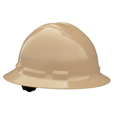 Radians Full Brim Hard Hat, Type 1, Class E, Ratchet (4-Point), Tan QHR4-TAN