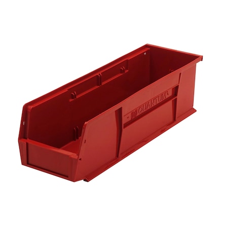 Quantum Storage Systems Hang & Stack Storage Bin, Polypropylene, Red, 5 in H, 5-1/2 in W, 18 in L QUS238RD