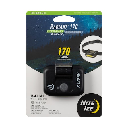 Nite Ize Rechargeable Headlamp, Black, 170 lumens R170RH-01-R7