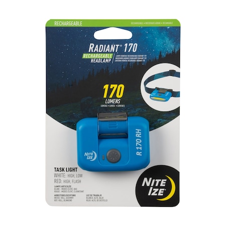 Nite Ize Rechargeable Headlamp, Blue, 170 lumens R170RH-03-R7