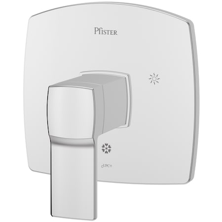 Pfister Single Handle Deckard Valve Only Trim, Chrome, Single Hole Mount, Polished chrome 1 Hole R89-1DAC