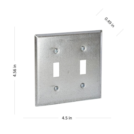 Raco Box Cover, Switch Box Type, 2 Gang, Galvanized Steel, Duplex Receptacle, Toggle Switch Cover Type 871