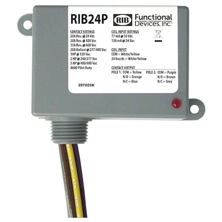 Johnson Controls Rib 20Amp Dpdt 24 Vacdc RIB24P