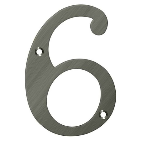 Deltana Numbers, Solid Brass Antique Nickel 4" RN4-6U15A