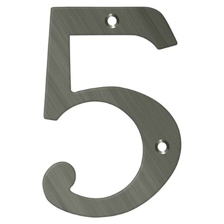 Deltana Numbers, Solid Brass Antique Nickel 6" RN6-5U15A