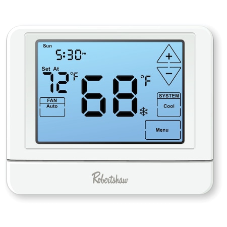Robertshaw Digital Wall Thermostat, White, 1" D RS9110T