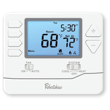 Robertshaw Digital Wall Thermostat, White, 1" D RS9110
