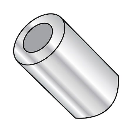 ZORO SELECT Round Spacer, Plain Aluminum, 3/4 in Overall Lg, #10 Inside Dia 371210RSA