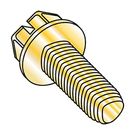 Zoro Select Thread Cutting Screw, #12-24 x 1/2 in, Wax Steel Flange Hex Head Slotted Drive, 5000 PK 1208RSWY