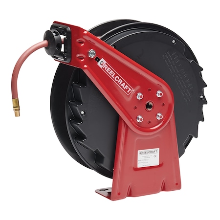 Fleming Supply Retractable Air Hose Reel, 3/8-inch x 100ft Rubber Hose with  300 PSI Max, Wall, Ceiling 761791FMG