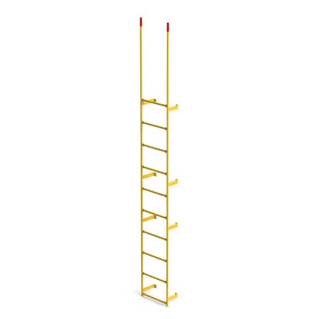 Ega Products Walk Through Dock Ladder, Wall Mount, 10 Rungs, 9'2" Top Rung Height, Yellow MRT-10