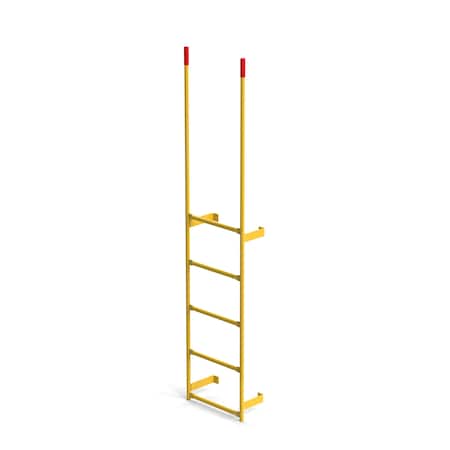 Ega Products Walk Through Dock Ladder, Wall Mount, 5 Rungs, 4'2" Top Rung Height, Yellow MRT-05