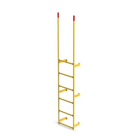 Ega Products Walk Through Dock Ladder, Wall Mount, 6 Rungs, 5'2" Top Rung Height, Yellow MRT-06