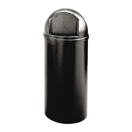 Rubbermaid Commercial 25 gal Round Indoor Plastic Can, Black, Plastic, 18 in in RUB145CBL