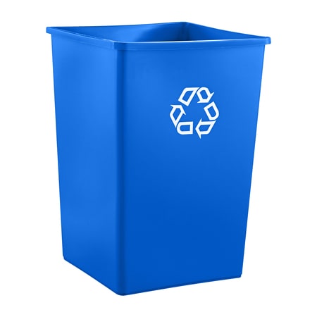 Rubbermaid Commercial Square Square Recycling Container, 35 gal., 19-, Blue, Plastic RUB153CBLU