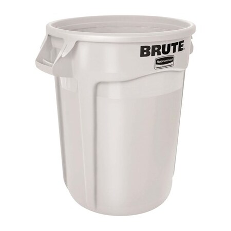 Rubbermaid Commercial 55 gal Round Heavy Duty Plastic Can, White, Plastic, 26 in in RUB355CW