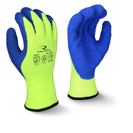 Radians Hi-Vis Cold Protection Cut-Resistant Coated Gloves, Acrylic/Polyester Lining, Blue/Yellow, L RWG27TL