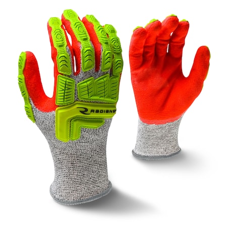 Radians Hi-Vis Cut-Resistant Impact Coated Gloves, Cut Level A5 , Foam Nitrile , Sandy , M 1 PR RWG603M