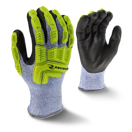 Radians Hi-Vis Cold Protection Cut-Resistant Gloves, 7 Ga Terry Acrylic Liner Lining, Blue / White, L (10) RWG604L