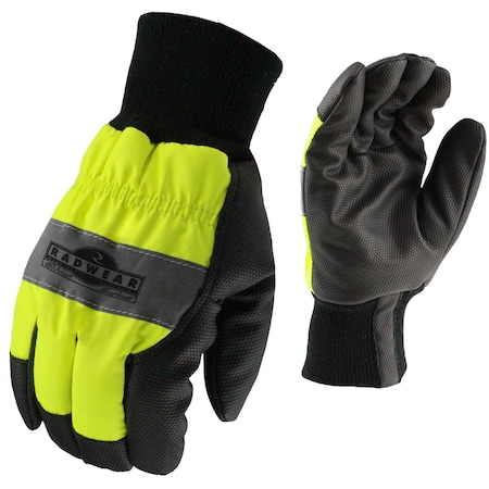 Radians Hi-Vis Cold Protection Gloves, Thermal Lining, Hi-Vis Green, L (10) RWG800L