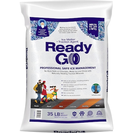 Ready Go Ice Melt Ice Melt w/Traction Minerals, Chloride Free Salt Free - 35 lbs 31546
