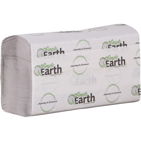Simple Earth Multifold Paper Towel, 1 Ply Ply, 250 Sheets Sheets, White, 16 PK S1050