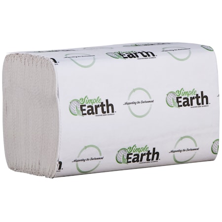 Simple Earth Single Fold Paper Towels, 1 Ply, 250 Sheets, White, 16 PK S1070
