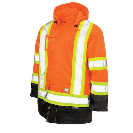 Tough Duck Hi-Vis Safety Parka, 300D Poly Oxford with PU Coating, Class 3 Type R, Orange, XS S17611