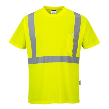 Portwest Hi-Vis Pocket T-Shirt, Class 2, Type R, 100% Polyester, Yellow, XL S190