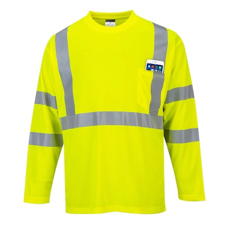 Portwest Hi-Vis Long Sleeved T-Shirt, Class 3, Type R, 100% Polyester, Yellow, XL S191