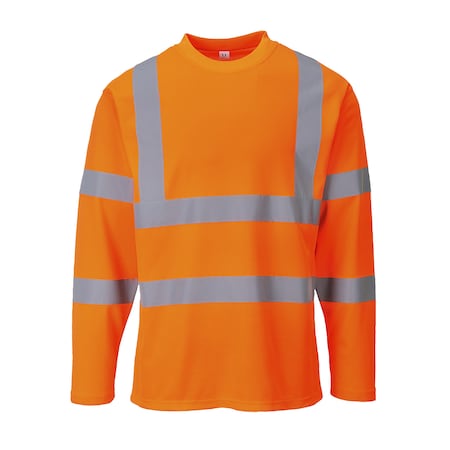 Portwest Hi-Vis T-Shirt Long Sleeves, Class 3, Type R, 55% Cotton, 45% Polyester, Orange, 2XL S278
