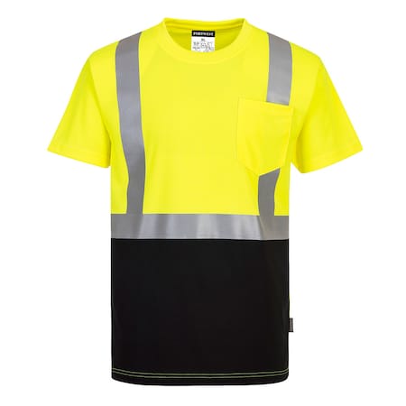 Portwest Short Sleeve T-Shirt, Class 2, Type R, 55% Cotton, 45% Polyester, Yellow/Black, XL S358